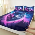 thumbnail image 3 of Manfei Woodland Animal Wolf Twin Sheet Sets,Purple Cyan Aurora Twin Fitted Sheet,Galaxy Starry Sky Flat Sheet For Kids,Ultra Soft Home Decor,3-Piece, 3 of 7