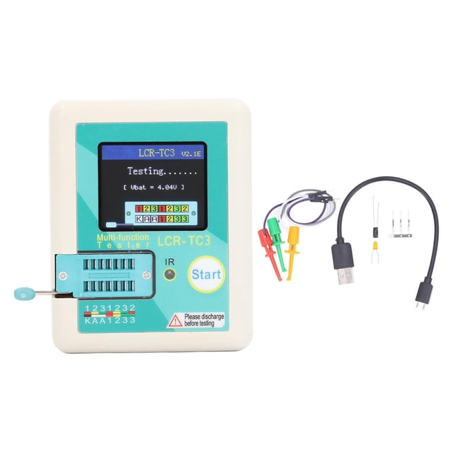 Kit de comprobador de transistores con pantalla a color de alta precisión, medidor de resistencia y capacitancia de diodos multifuncionales de 4,5 V