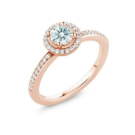 - 0.65 Ct 18K Rose Gold Plated Silver Ring Made With White Swarovski Zirconia