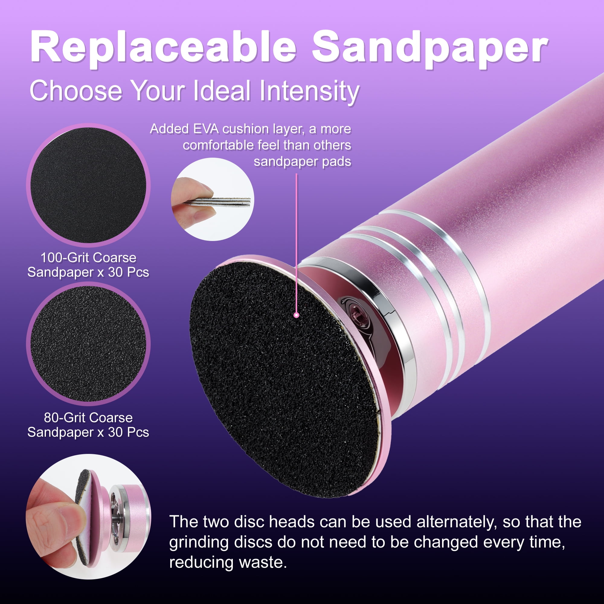 Unique Bargains 1200RPM Electric Callus Remover for Feet 2 Replaceable Grinding Discs 60 Sandpaper Discs 1 Moisturizing Socks Professional Pedicure Tool Kit for Dead Skin & Hard Cracked Heels
