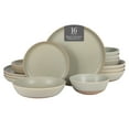 thumbnail image 2 of Gibson Elite Laguna Bliss 16 Piece Stoneware Reactive Glaze (Service for 4) Ceramic Plates and Bowls Dinnerware Set - Matte Green W/ Terracotta Bottom, 2 of 16