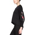 thumbnail image 3 of MeMoi Women's Oversized Dropped Sleeve Top with Ribbed Cuff and Embroidery - Womens - Female, Small, Limo Black, 3 of 3