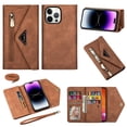 thumbnail image 1 of For iPhone 14 Pro Max Wallet Case,Women/Men A Multi-Card Slot Card Holder Premium Folio Flip Leather Protective Zipper Pocket Purse Wallet Case With Hand Strap and Shoulder Strap Case, 1 of 9