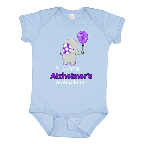 Inktastic I Support Alzheimer's Awareness Elephant with Balloon Boys or Girls Baby Bodysuit