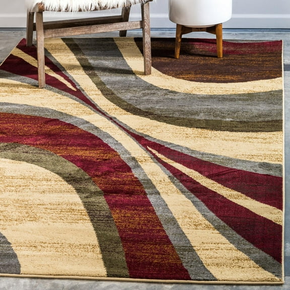 Unique Loom Barista Collection Area Rug - Ngada (4' 1" x 6' 1" Rectangle Beige/Red)