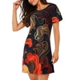 thumbnail image 2 of Fotbe Fiery Floral Pattern Pattern Women's Cotton Nightgown Sleepwear Short Sleeves Shirt Casual Print Sleepdress, 2 of 6