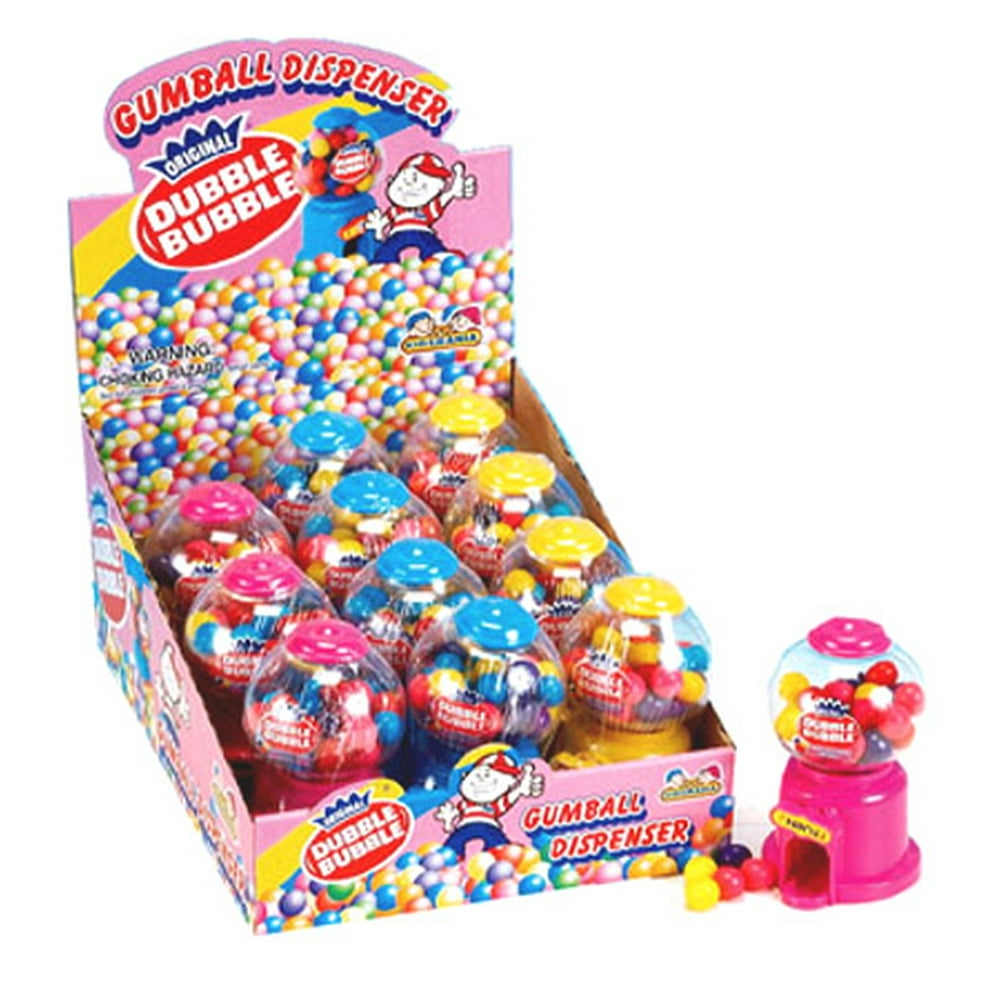 4" Mini Dubble Bubble Gumball Dispenser 12 Count
