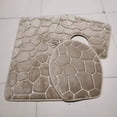 thumbnail image 2 of Xiao Hua Juego de baño de 1 pieza con relieve de piedra, 3 piezas de alfombrilla de baño suave y cómoda que incluye funda para la tapa del inodoro, alfombras antideslizantes y absorbentes (gris), 2 of 5