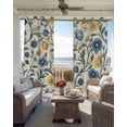 thumbnail image 4 of Vintage Blue Yellow Blackout Curtains 90 Inches Long for Bedroom, Spring Enchanted Garden Florals Thermal Insulated Room Darkening Black Out Window Curtain Panels Grommet Drapes for Living Room, 4 of 8