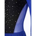 thumbnail image 7 of Aiihoo Womens Sparkling Dance Leotard Dress Irregular Hem Keyhole Back Long Sleeve Dresses Blue L, 7 of 7