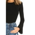 thumbnail image 2 of ASH & VIOLET Womens Black Bell Sleeve Square Neck Sweater L, 2 of 3