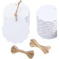 thumbnail image 1 of LxcshLjx 200Pcs Scalloped Gift Tags with String, 2.4" / 6cm Kraft Paper Hang Tags, Blank Personalized White Round Labels with Hole, Editable Wish Tag for DIY Craft, Gift Wrapping, Jute Twine String, 1 of 7