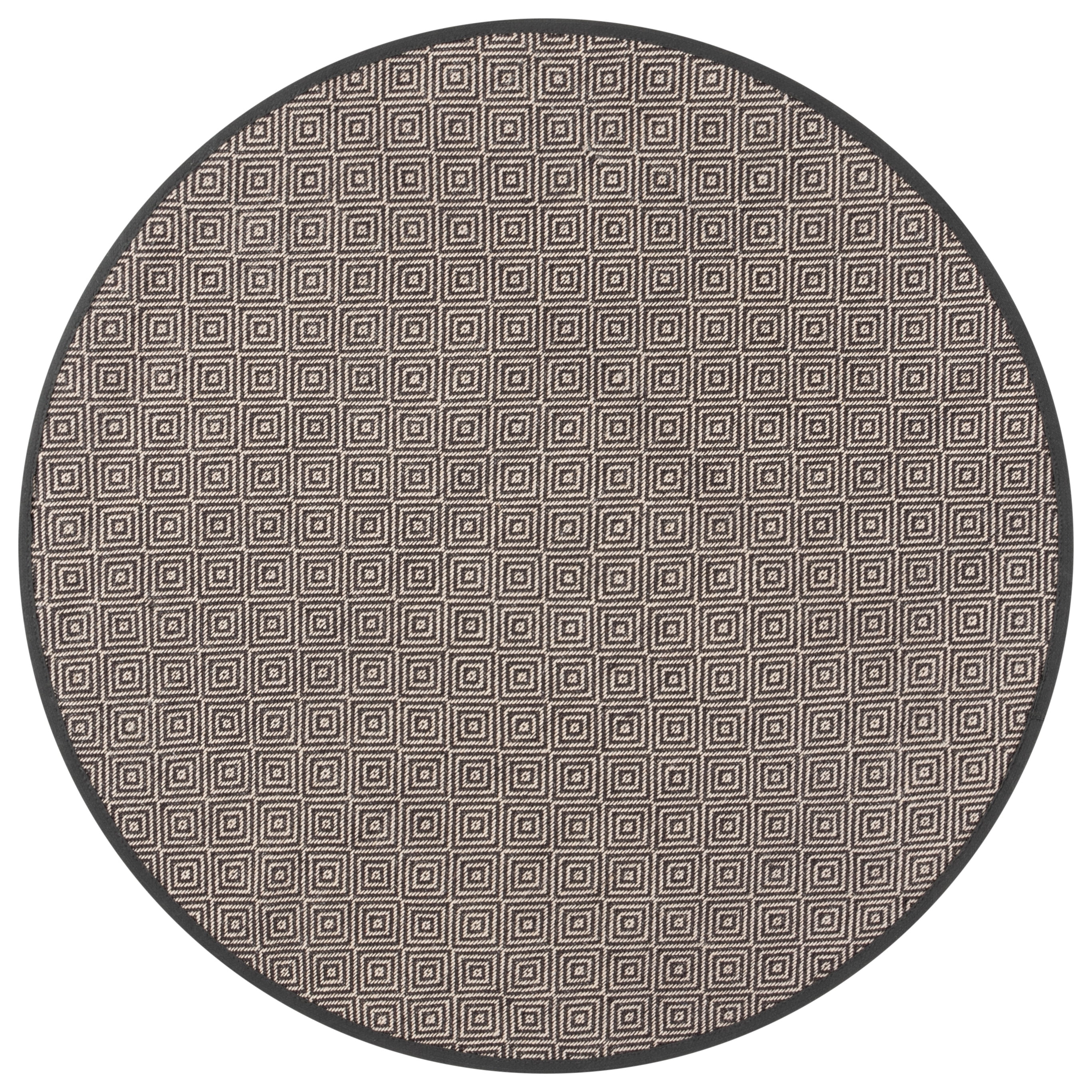 Safavieh Martha Stewart Natural Fiber Cyan Bordered Area Rug, Natural/Dark Gray, 6' x 6' Round