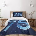 thumbnail image 3 of Ambesonne Navy Blue Quilted Bedspread Set 2 Pcs, Birthday Theme Stars, Twin Size, Dark Blue Pale Blue, 3 of 6