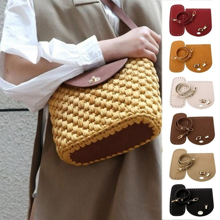 Backpack Accessories Faux Leather Crochet Bag For Diy Woven Bag Set Shoulder  Strap Bottom Strap Shoulder Bag COFFEE 