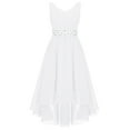thumbnail image 2 of iiniim Girls V Neck Chiffon Asymmetrical Prom Party Flower Girls Bridesmaid Wedding Dress White 16, 2 of 7