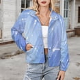 thumbnail image 3 of Jackets for Women Winter Coat Jackets Flannel Stand Collar Jacket(Bright Abstract Blue Background with Glitter And Stars,Size:S-4XL), 3 of 7