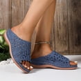 thumbnail image 5 of Cute Sandals for Women,Summer Cutout Flower Strap Wedges Non-Slip Slides Sandals Solid Color Open Toe Slip On Comfortable Casual Chunky Heels Vintage Beach Vacation Walking Shoes,Light Blue,6.5, 5 of 5