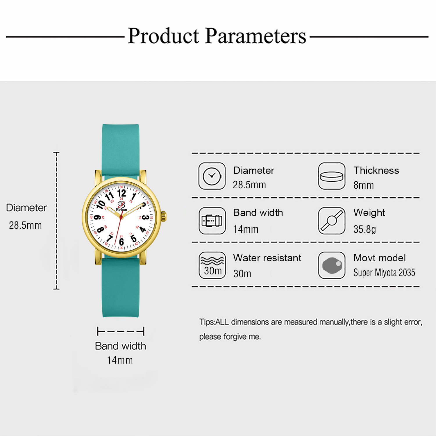 Blekon Original Women Adult Watch for Medical Students Silicone Band Round Shape Water Resistant