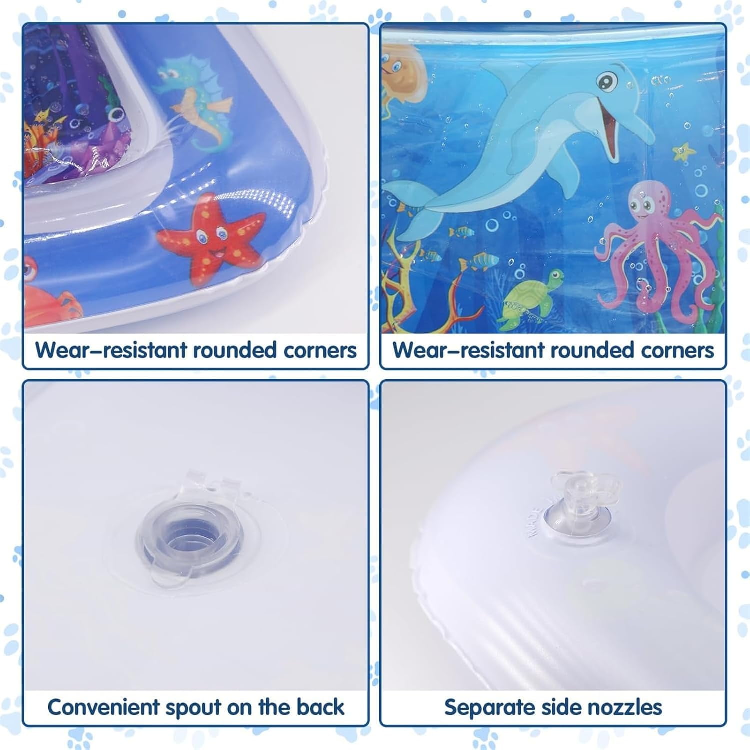Pet Water Sensory Mat - 2024 New Cat Water Play Mat Indoor Interactive, Baby Tummy Time Water Play Mat, Inflatable Water Squishy Pad Playmat Pool Activity Toy Cat Splash Play Cooling Mat with Fish