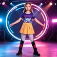 thumbnail image 3 of Guvpev G'irls Popular Singer Halloween Cosplay Costume - Pop Idol Group Fantasy Stage Cosplay Outfits with Graphic T-Shirt, Skirt & Leggings for Halloween Cosplay Dress Up & Birthday Party, 3 of 13