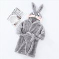 thumbnail image 2 of NOLDARES Girls Boys Fleece Hooded Robe Warm Sleepwear for Toddler Kids Soft Fuzzy Bathrobe Gifts,Grey,6-7 Y, 2 of 5
