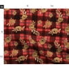 Spoonflower Fabric - Gold Rose Holiday Tartan Plaid Red Floral Christmas Winter Printed on Fleece Fabric Fat Quarter - Sewing Blankets Loungewear and No-Sew Projects