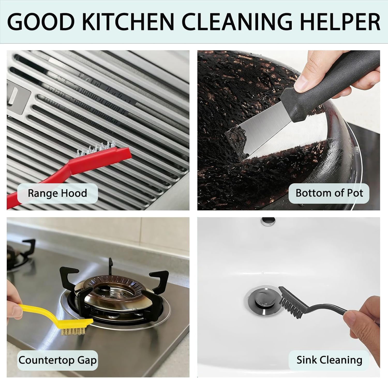Crevice Cleaning Brush Set, Multi-Purpose Hard Bristle Brushes for Deep Cleaning Kitchen, Bathroom, Grout, Sink, Cup, Teapot, Bottle, Blender, Corners, Tight Spaces & More (12)