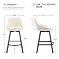 thumbnail image 5 of ONEVOG 25.6" Swivel Bar Stools Set of 2,Faux Leather Upholstered Counter Stools with Full Back,Modern Counter Height Bar Stools with Black Metal Legs,Beige, 5 of 11