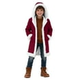 thumbnail image 2 of YMNXA Big Girls Boys Christmas Hooded Coat With Pocket Long Sleeve Solid Color Plush Warm Comfortable Jacket For Daily Wear And Party Wine 3-4 Years, 2 of 9