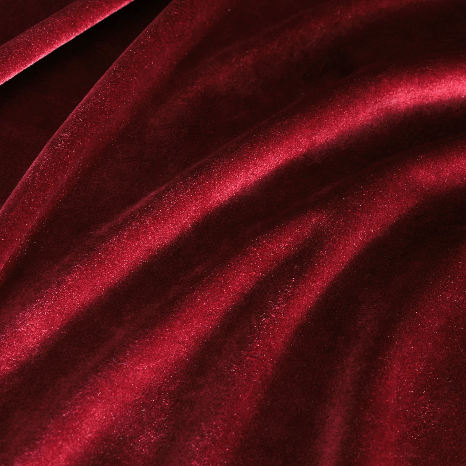 VOGOL Burgundy Velvet Scalloped Window Valance with Beaded Trim, Classic Decorative Curtain Topper for Living Room Bedroom