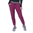 thumbnail image 3 of Elements Select ES2956 Women's Mock Wrap Scrub Top and Jogger Scrub Set Wine X-Small Petite, 3 of 7