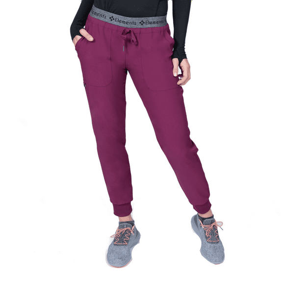 Elements Select ES2386 Women's Jogger Scrub Pants Wine X-Small Petite