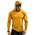 thumbnail image 3 of Inglocry UPF 50+ Sun Protection Hoodie Men with Mask Quick Dry Long Sleeve Fishing Hiking Shirts UV Rash Guard Lightweight Orange L, 3 of 9