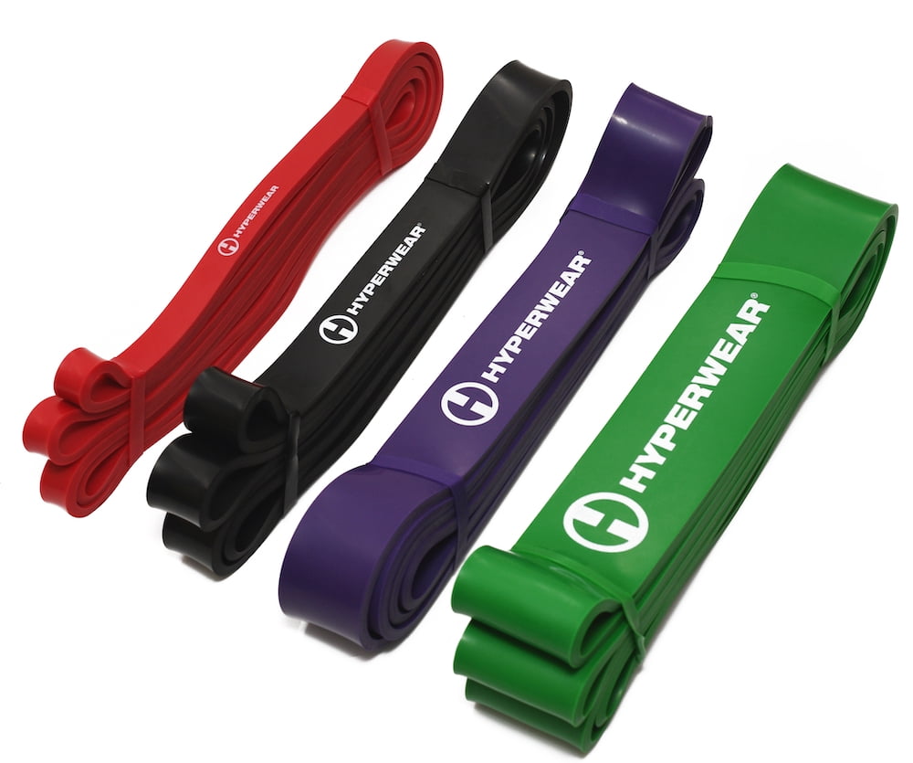 Hyperwear Super Bands Stretch Resistance Bands for Exercise, Pull-up Assist (Set of 4)
