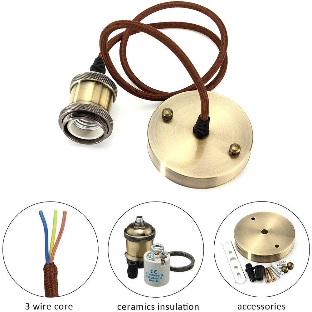 DYstyle Vintage Hanging E27 / E26 Pendant Light Holder Kit Ceiling