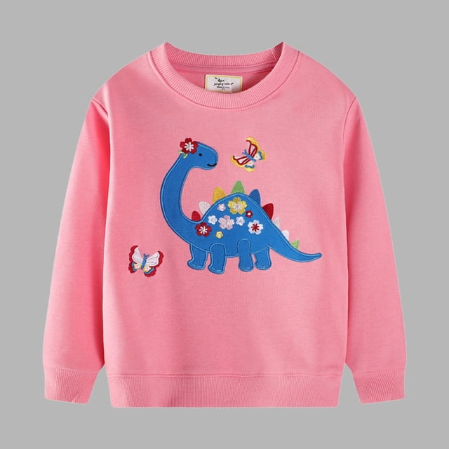 Cowsor Toddler Baby Boy Embroidered Graphic Long Sleeve T-Shirt Excavator Tops Kids Striped Tees