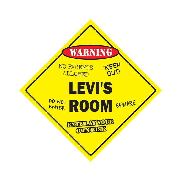 Levi's Room Sign Crossing Zone Xing | Indoor/Outdoor | 14" Tall kids bedroom decor door children's name boy girl