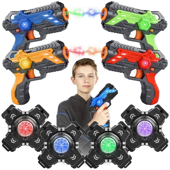 UUSUOO Shooting Tag Set for Kids,Infrared Toy Set of 4 Shooting Tag Vest,Shooting Games 4 Players Indoor Outdoor Play,Christmas Birthday Gift for Kids Ages 6-12
