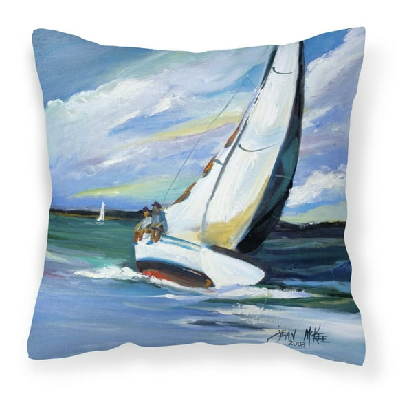 Carolines Treasures JMK1232PW1414 Two and a Sailboat Canvas Fabric Decorative Pillow  14Hx14W multicolor