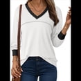 thumbnail image 1 of Blusas de Larga para Mujer, Blusas de Otoño, Camisetas Informales de Cuello en V Suaves y de Gran Tamaño, Ropa de Moda, Conjuntos XL, 1 of 6