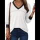 thumbnail image 1 of Blusas de Larga para Mujer, Blusas de Otoño, Camisetas Informales de Cuello en V Suaves y de Gran Tamaño, Ropa de Moda, Conjuntos L, 1 of 6