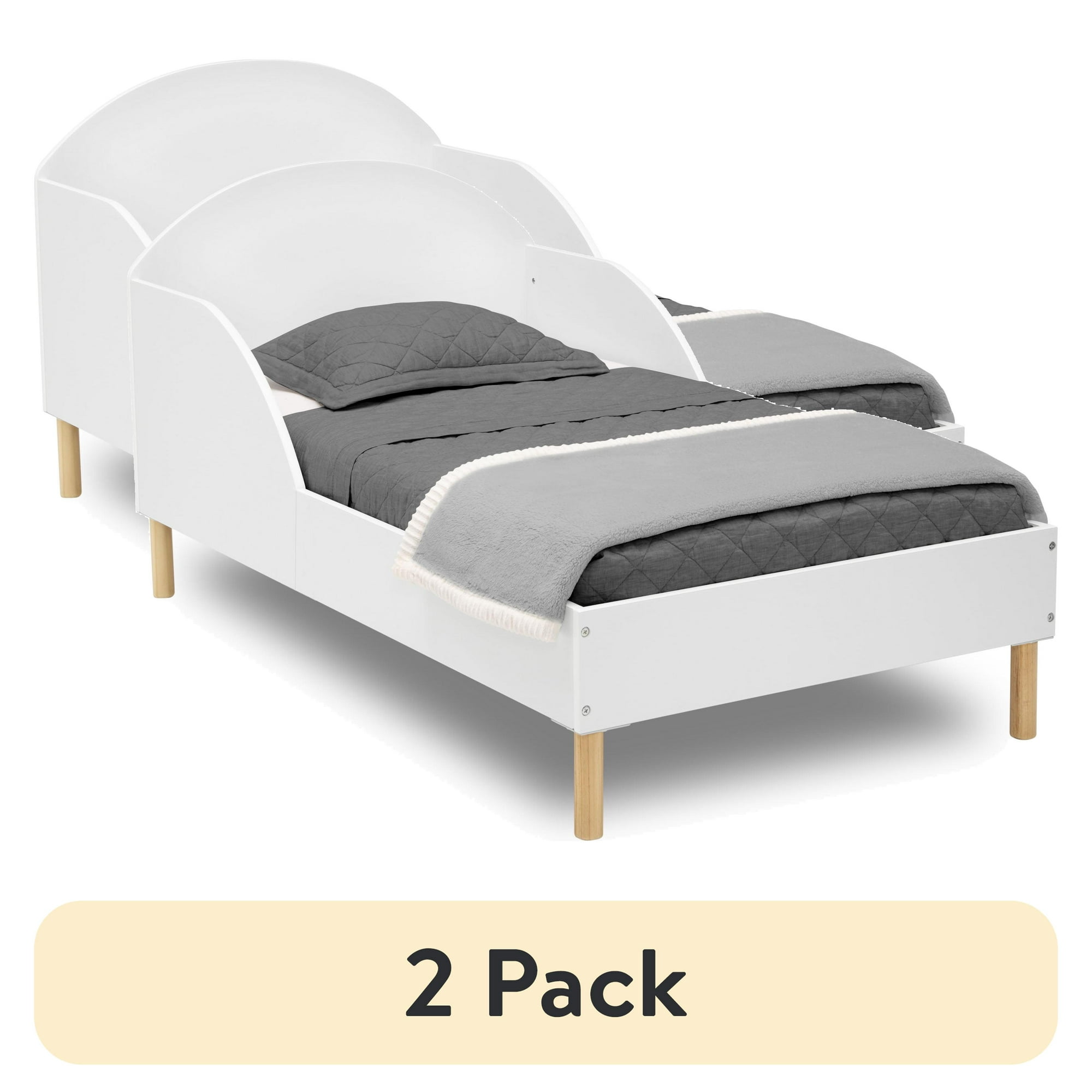 (2 pack) Delta Children Reese Wood Toddler Bed - Greenguard Gold Certified, Bianca White