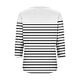 thumbnail image 5 of Royisotas 3/4 Sleeve Tops for Women Fall White Striped Casual Women's Blouse Loose Fit Comfy V-Neck Tshirt, 5 of 5