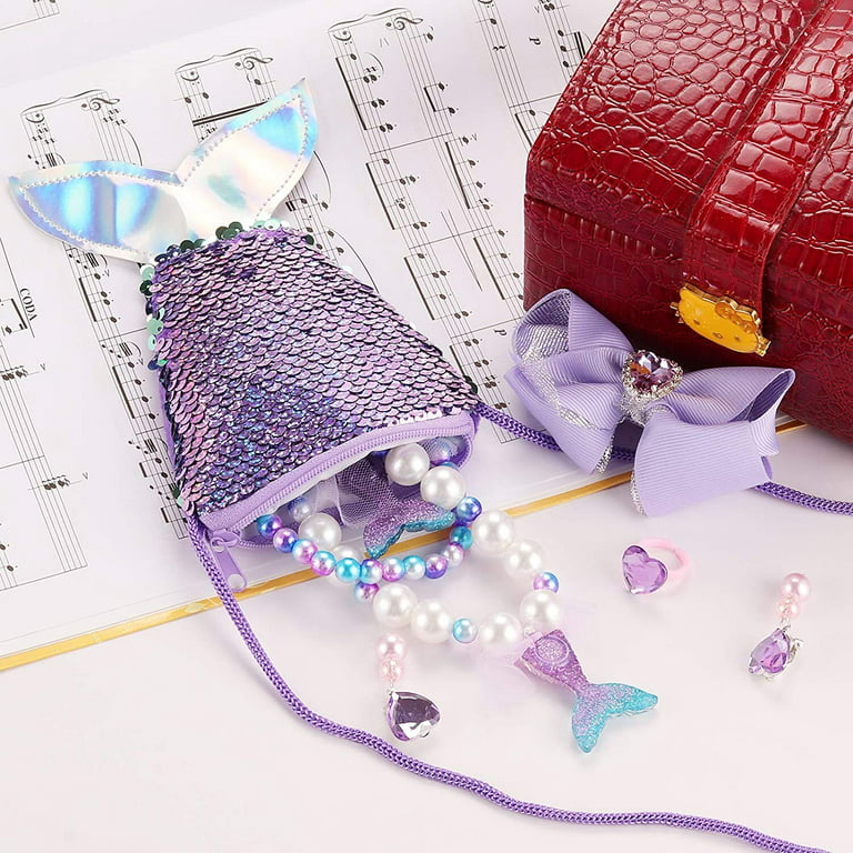 RHCPFOVR Mermaid Gifts for Girls - Drawstring Backpack,Makeup  Bag,Bracelet,Necklace for Party Favors