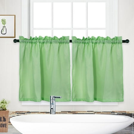 Waffle Kitchen Tier Curtains Short, Blue And Green Kitchen Curtains