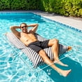 thumbnail image 3 of Big Joe Lux Lagoon Lounger Pool Float, Black and White Cape Stripe, Premier Mesh, Durable UV Protected Polyester Blend, No Inflation Needed, 3 of 9