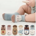thumbnail image 2 of AUQ 5 Pairs Grip Socks Supportive Non Slip Socks Thin Breathable Toddler Socks,Brown&Coffee&Blue&Oak White&Gardenia Yellow,L, 2 of 2