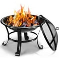 thumbnail image 2 of Toytexx Foyer Rond 22 Pouces avec Couvercle, Barbecue en Acier à Bois, Écran Pare-Étincelles - Extérieur, 2 of 12