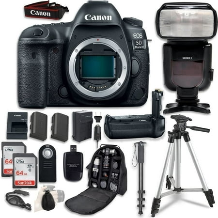 Canon EOS 5D Mark IV DSLR Body - with Canon BG-E20 Battery Grip + Professional Accessory Bundle (14 Items)